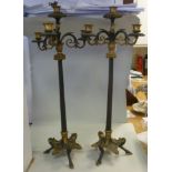 A pair of late 19thC gilt metal, four br
