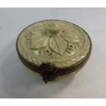 A late 19thC carved soapstone pill box w