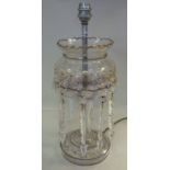 A late Victorian clear glass lustre vase