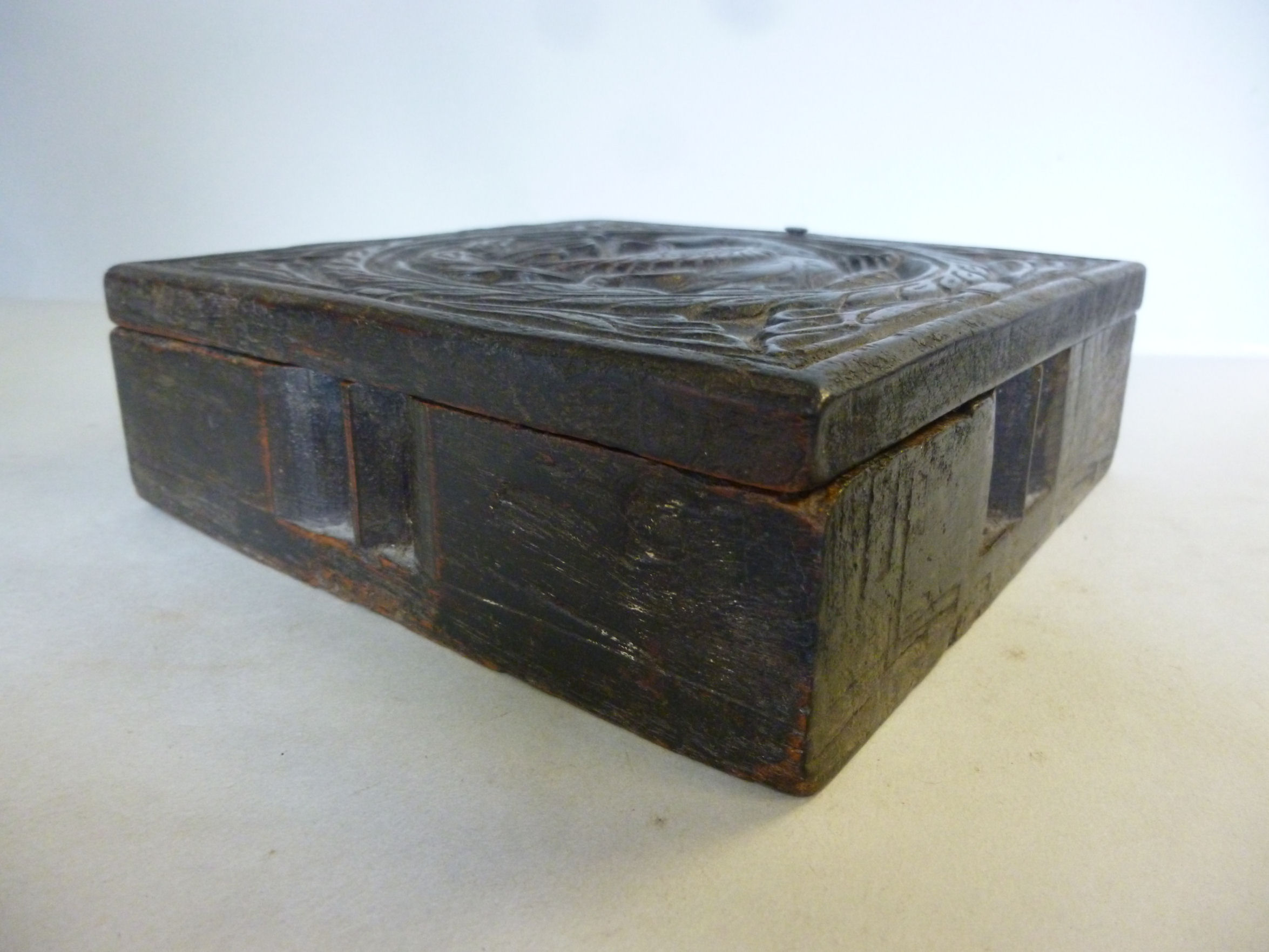 A 19thC Asian fruitwood spice box, havin - Image 3 of 4