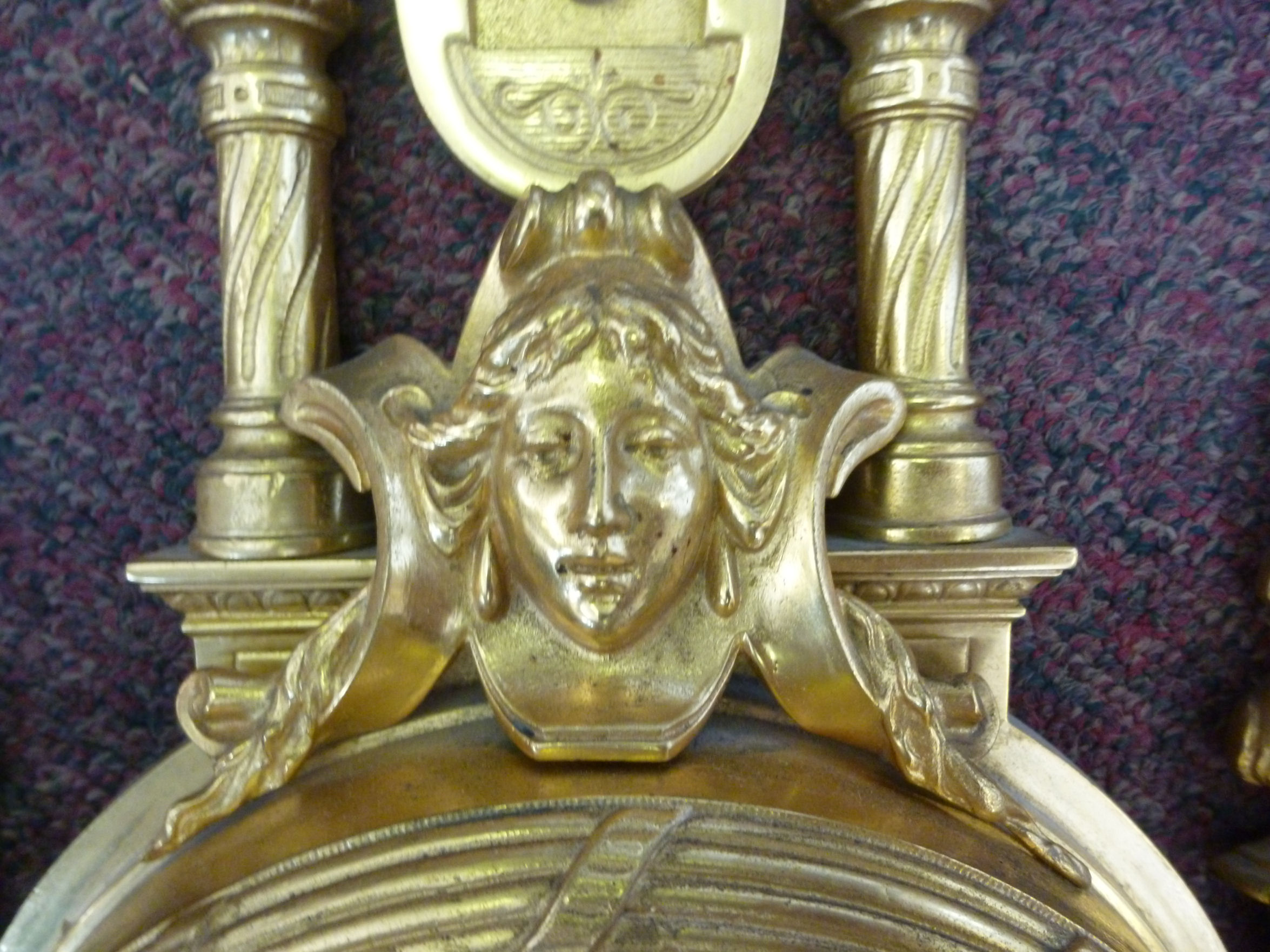 A late 19thC gilt brass barometer, ornat - Image 4 of 5