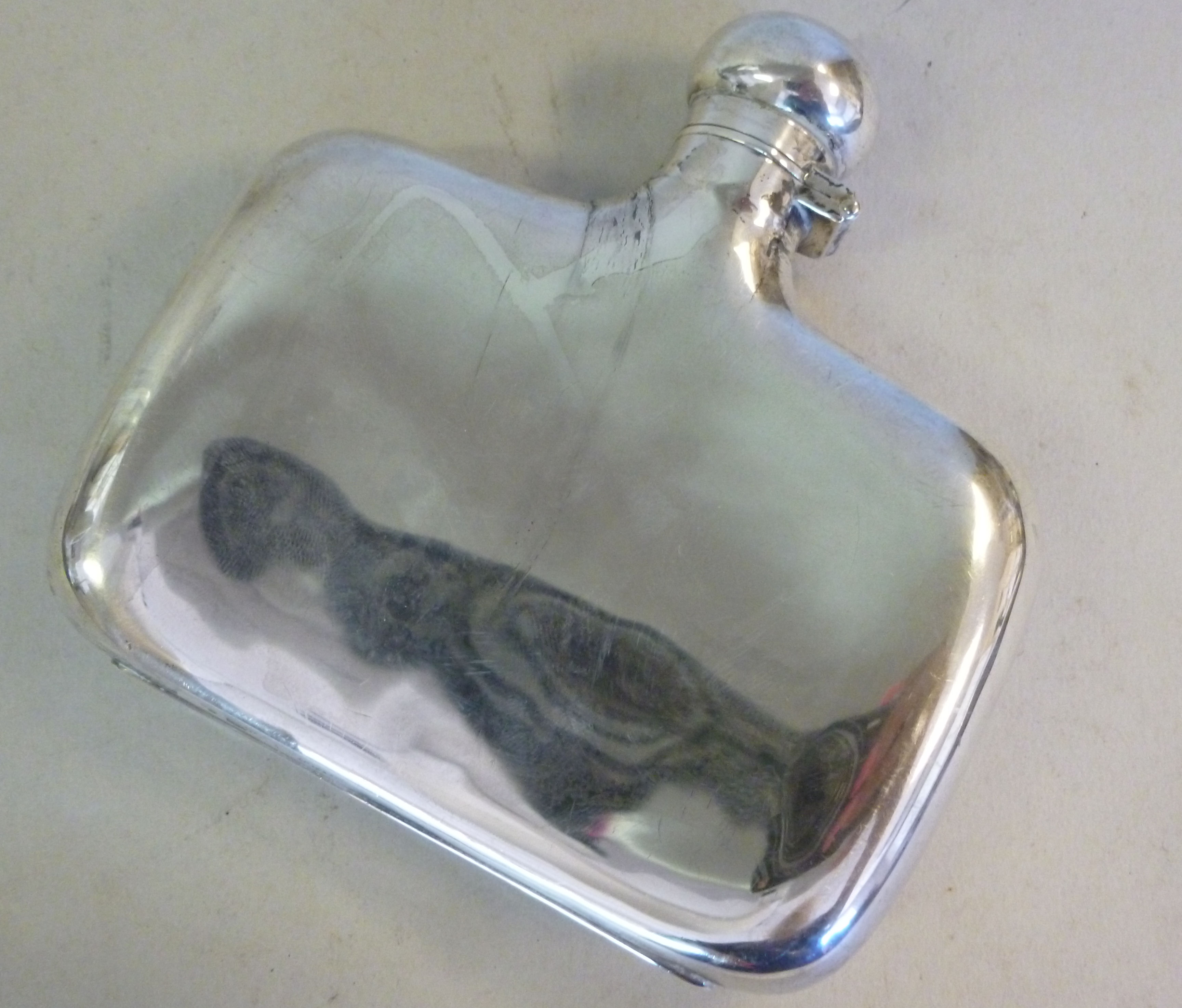 A silver hip flask of cushion form with - Image 2 of 2