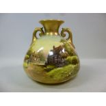 A Royal Worcester china bag vase, having