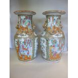 A pair of late 19thC Canton porcelain va