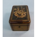 A late 19thC marquetry, olive wood and r