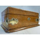 An Edwardian light oak cigar box with de