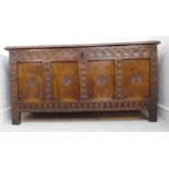 A late 17th/18thC oak chest, having a ri