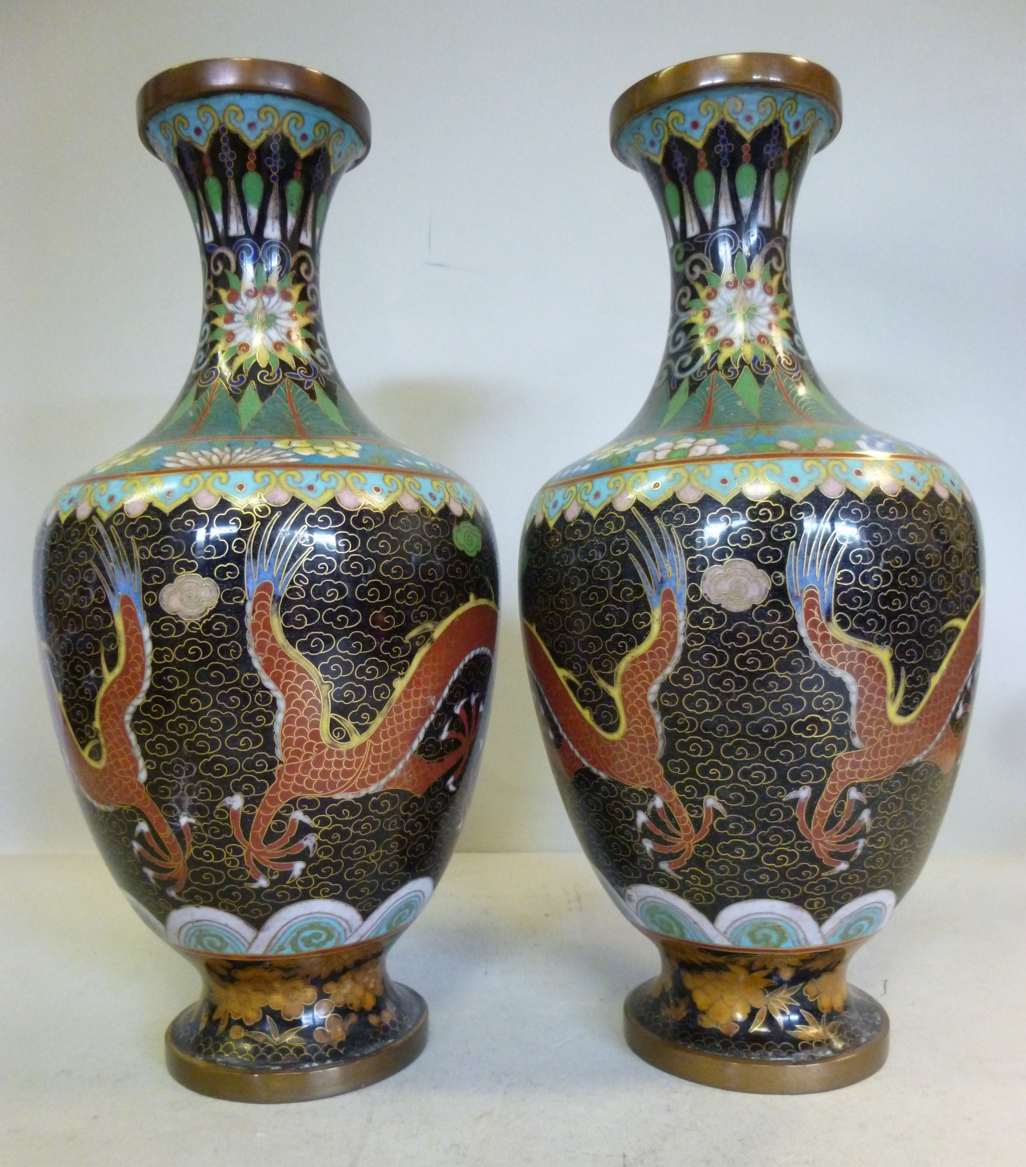 A pair of early 20thC Japanese cloisonne - Image 2 of 8