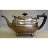 A George III silver teapot of bulbous, p