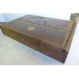 A late 19thC oak cutlery box, the two ri