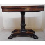 A William IV rosewood card table, having