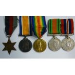 Two Great War service medals, on ribbons