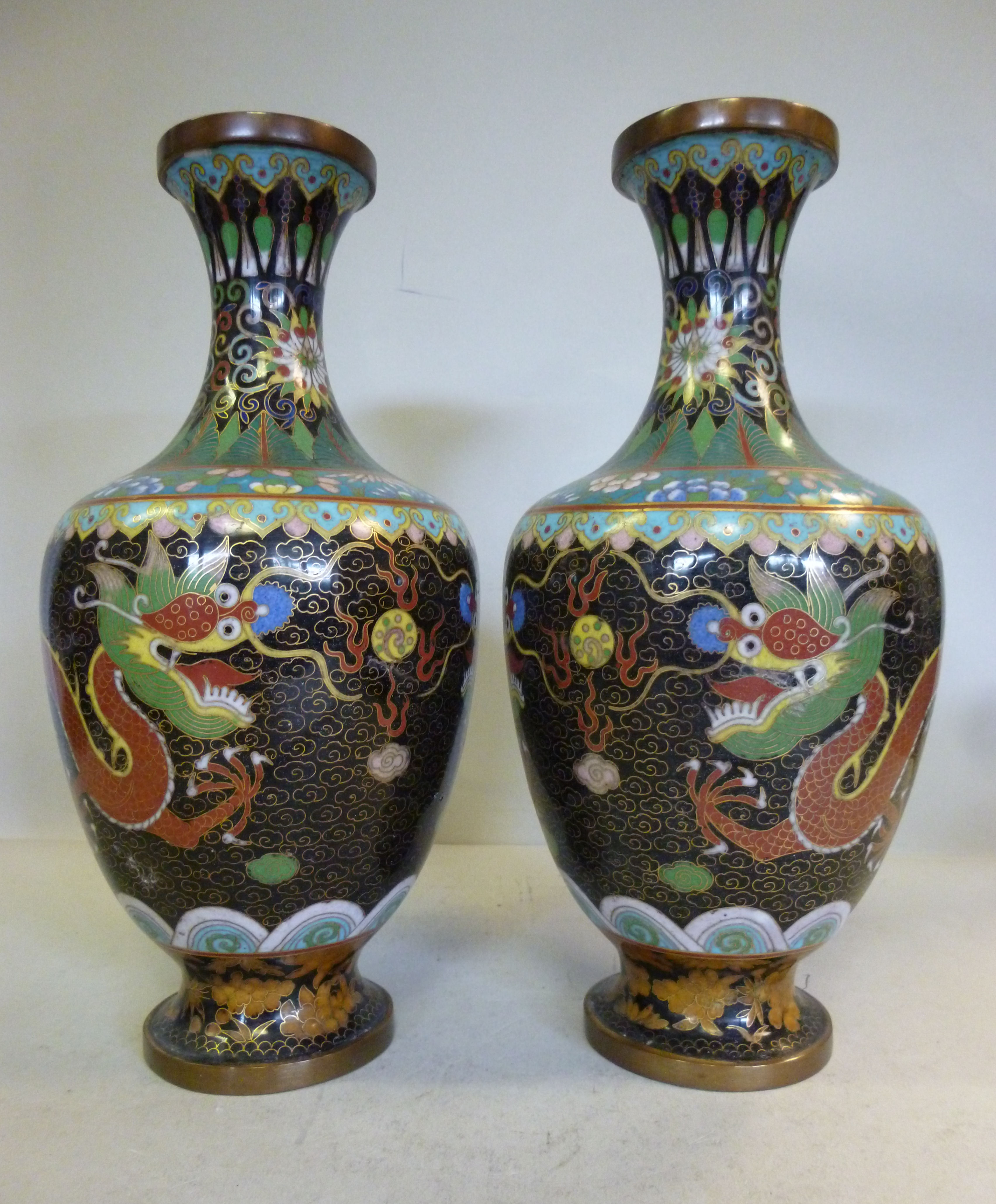 A pair of early 20thC Japanese cloisonne