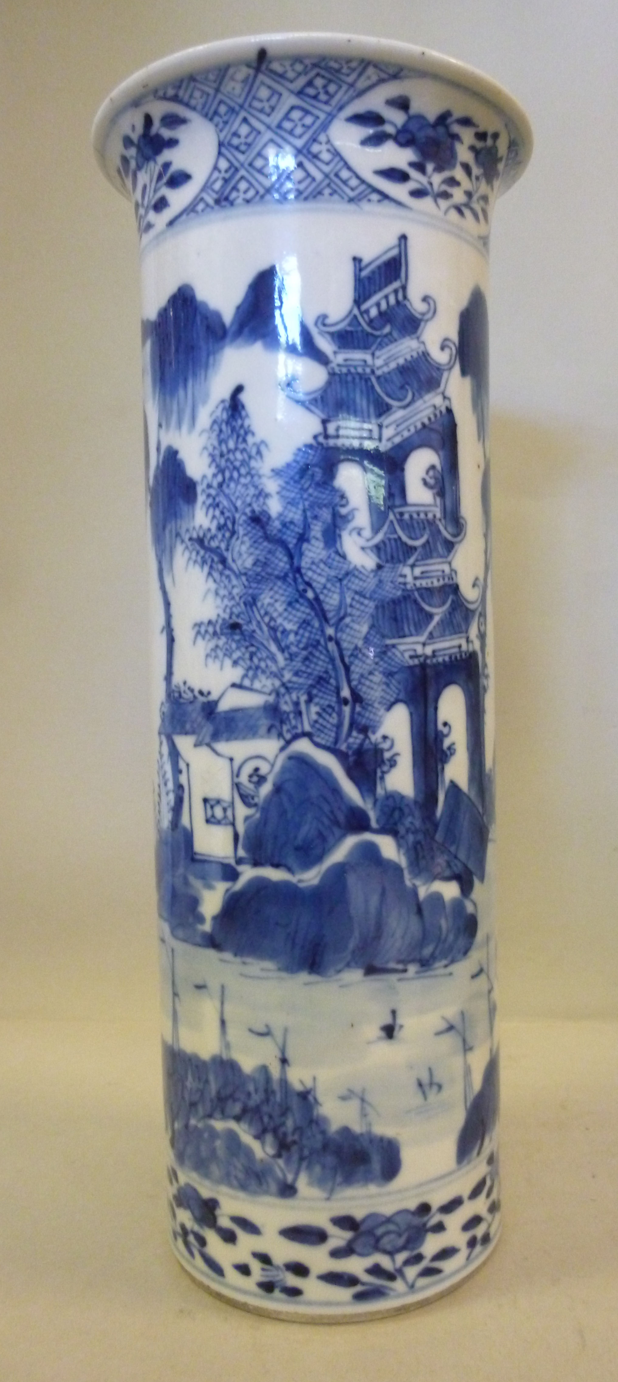 A late 19thC Chinese porcelain cylindric