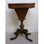 A mid Victorian walnut and marquetry wor