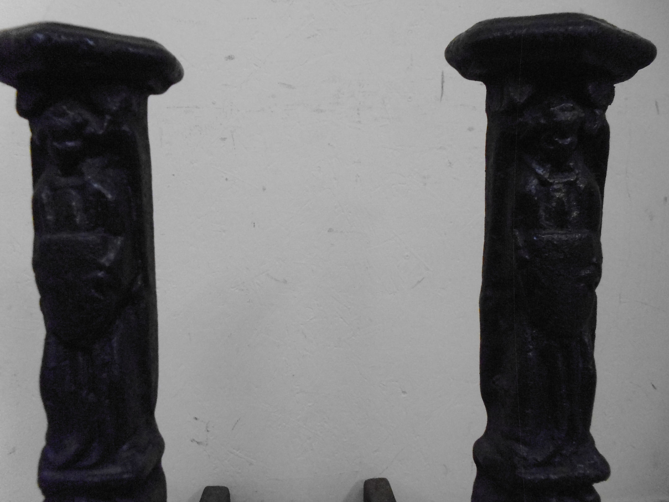 A pair of 18thC design cast iron fire do - Image 2 of 4