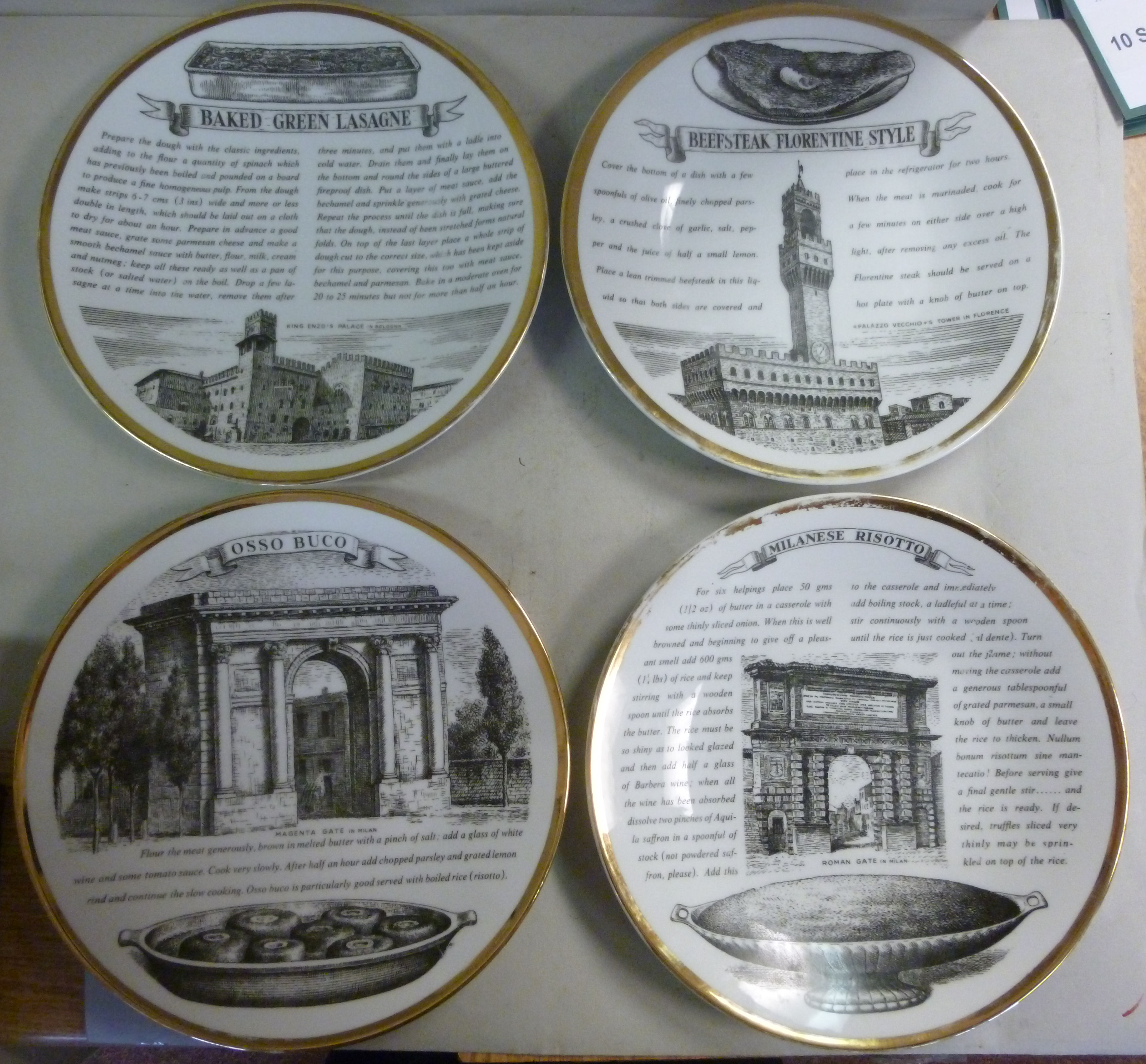 Four 1960s Piero Fornasetti plates (on H