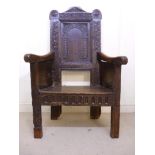 A Jacobean and later, oak wainscot chair