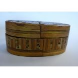 A late 18thC straw work oval trinket box