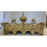 A late Victorian gilt metal deskstand, e