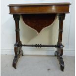 A late Victorian rosewood work table, ha
