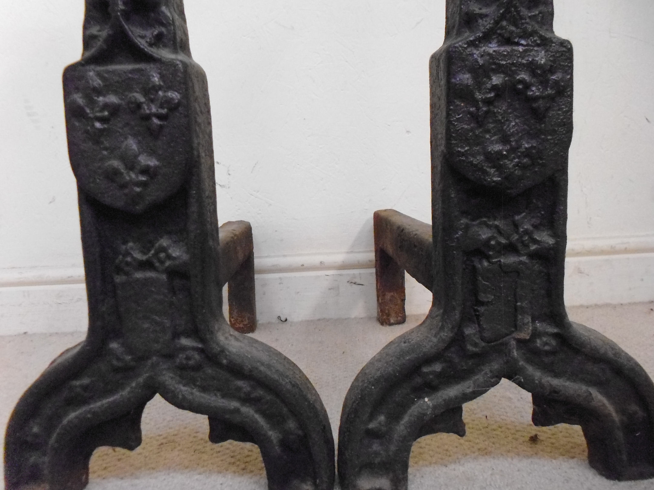 A pair of 18thC design cast iron fire do - Image 3 of 4