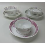 Three late 18thC Newhall porcelain tea b