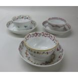 Three late 18thC Newhall porcelain tea b