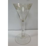 A late 18thC toasting glass, the rim whe