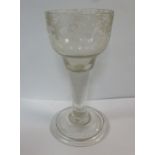 A late 18thC glass rummer, the rim wheel