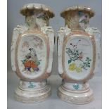 A pair of late 19thC Satsuma earthenware