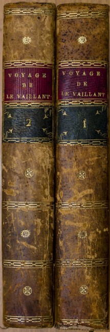 Le Vaillant, Fran??oisVOYAGE DE LE VAILLANT (2 VOLUMES)Ex libris hardcover Octavo, Bound in half