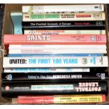 A box of mainly hardback books of footba