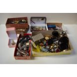 A large quantity of costume jewellery, including an inlaid Middle Eastern box.