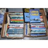 A collection of modern hardback books of aviation interest, in two boxes.