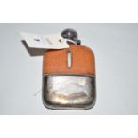 A silver mounted glass hip flask, by James Dixon & Son, Sheffield 1962,