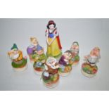 Porcelain topped music boxes from Disney's Snow White and the Seven Dwarfs, with boxes.