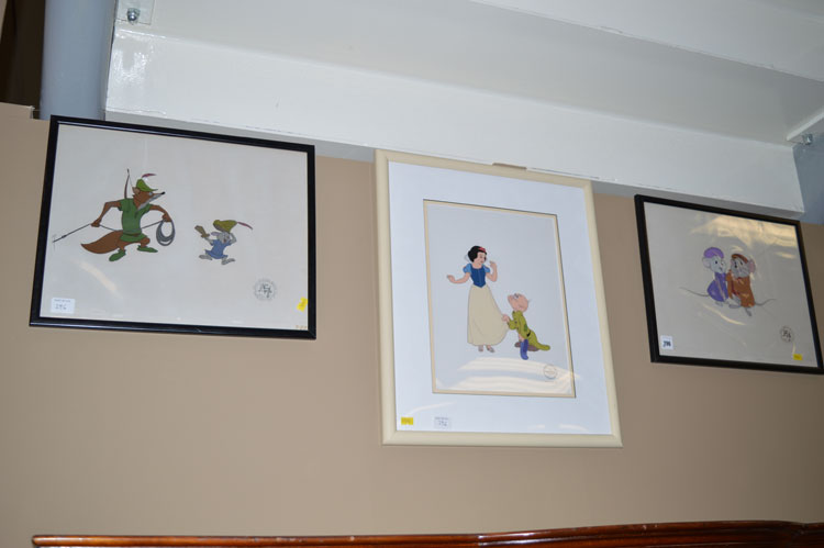 Two cell paintings "The Rescuers" and "Robin Hood",