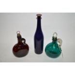 A blue glass bottle;