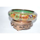 A Chinese cloisonne shallow bowl with in-turned rim,
