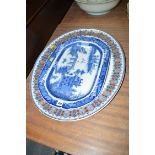 A 19th Century Leeds Pottery blue and white decorated meat plate;