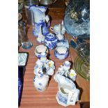 A Doulton 'Norfolk' jug; together with other blue and white ornaments.