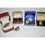 A quantity of costume watches by Leroy, Raymond Weil, Accurist, Rotary, Smiths, Emperor and others.