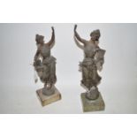 A pair of Spelter figures of females.
