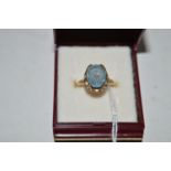 A light blue spinel ring,