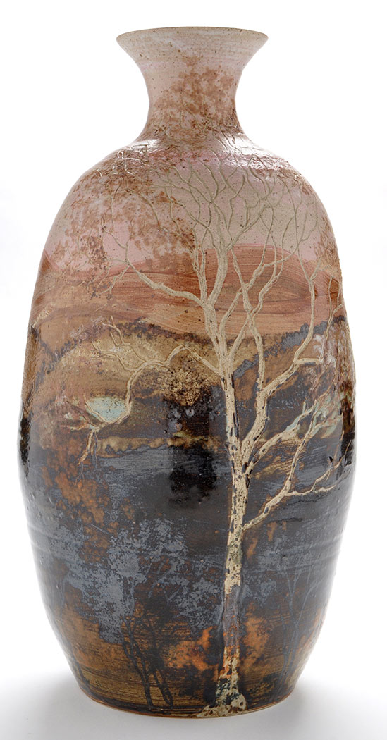 Attributed to Syl Macro: a large stoneware Studio pottery vase,