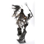 Kenneth Rowden: "Pandora's Box", welded steel sculpture on steel base, 84cms (33in.