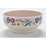 Poole Pottery: a 'CS' pattern circular bowl, possibly by Sheila Jenkins, raised on foot,