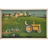 Kenneth Rowntree
A FARMER PLOUGHING WITH A TRACTOR
signed on the plate
colour lithograph
43 x 69.