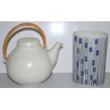 Arabia, Finland: a Studio pottery teapot and cover, 6 1/4in.